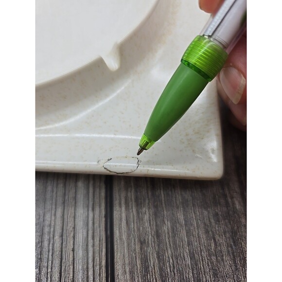 Vintage MCM Hyalyn Pottery Ashtray No. 45 Made In USA 8.2 MCM Cream Spotted - Picture 6 of 10